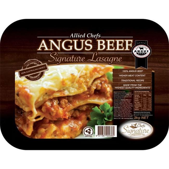 Picture of ALLIED CHEFS ANGUS BEEF LASAGNE 3KG